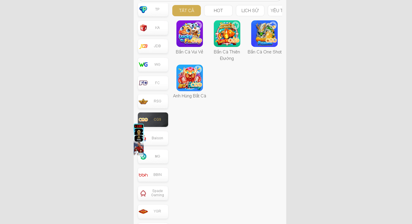 Các tựa game bắn cá đổi thưởng tại sảnh bắn cá CQ9 của nhà cái AF88