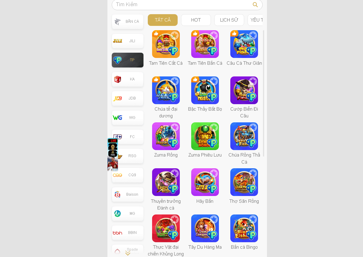 Các tựa game bắn cá đổi thưởng tại sảnh bắn cá TP của nhà cái AF88